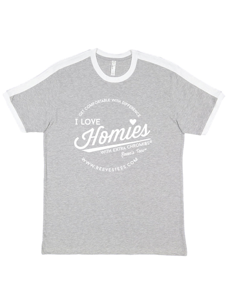 HWEC - I Love Homies with Extra Chromies® (SUPPORTERS) - Adult - Ringer Short-Sleeve - Gray
