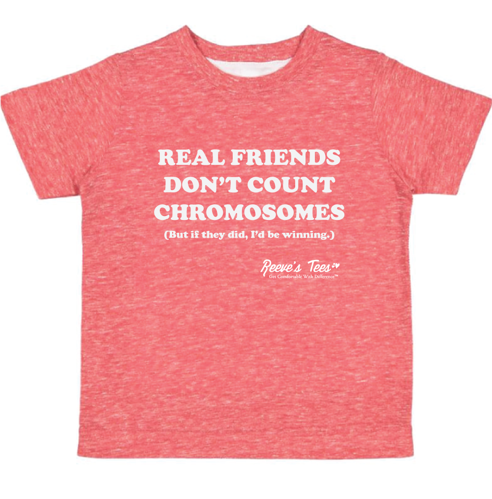 Real Friends Don't Count Chromosomes - Toddler - Short Sleeve Melange Tee